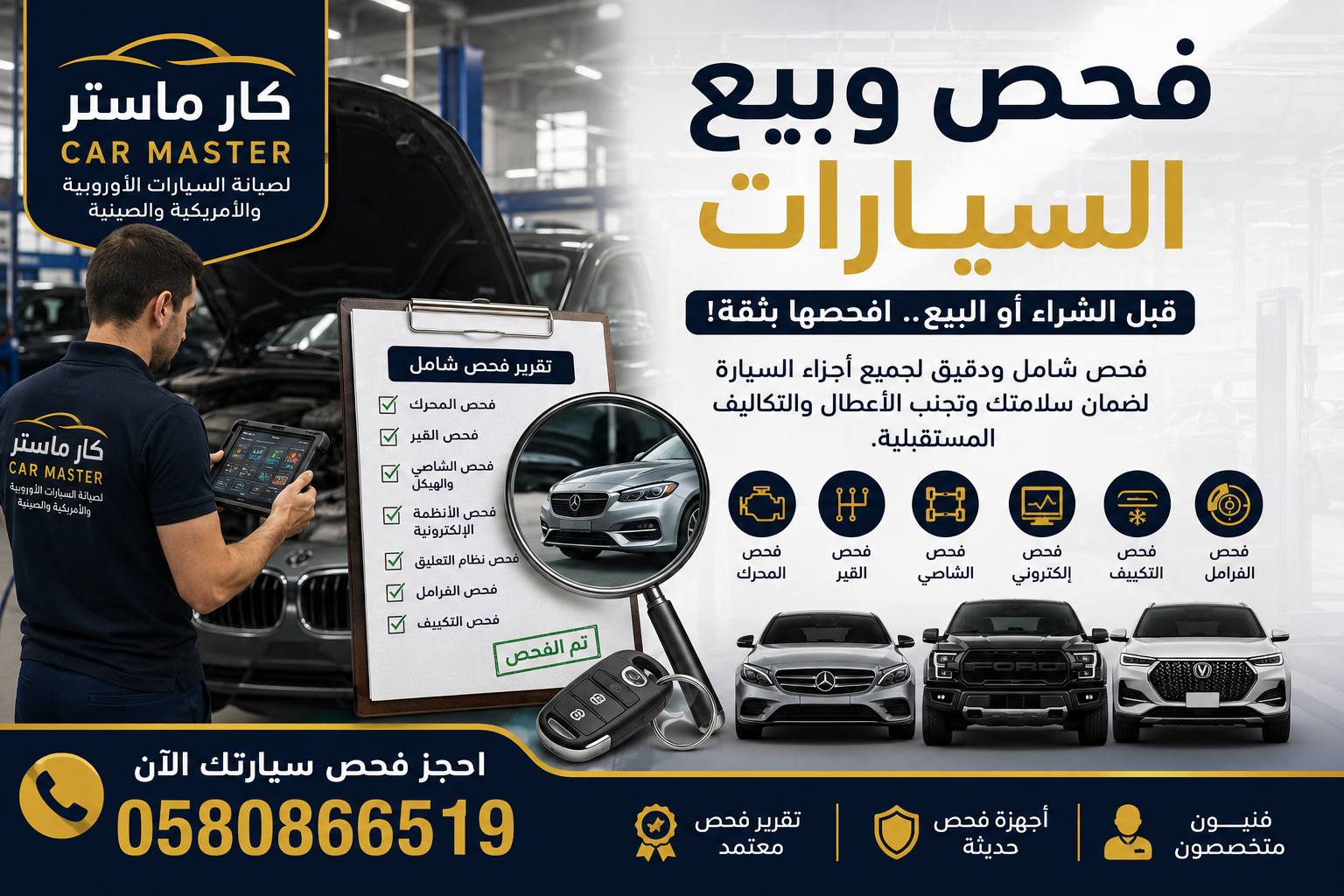 فحص وبيع السيارات في السعودية | كار ماستر لفحص السيارات المستعملة قبل الشراء والبيع